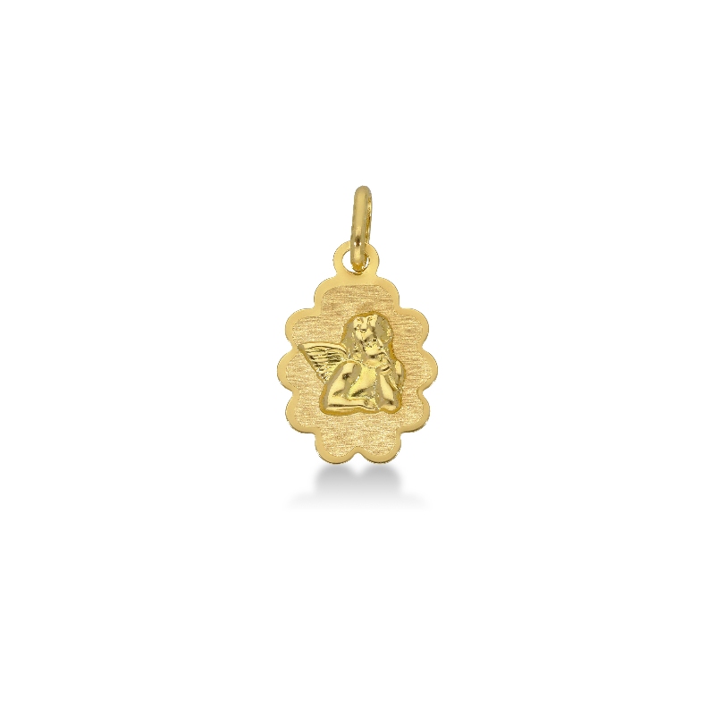Medalla sagrada Ángel en Oro Amarillo 18k 1,5 cm