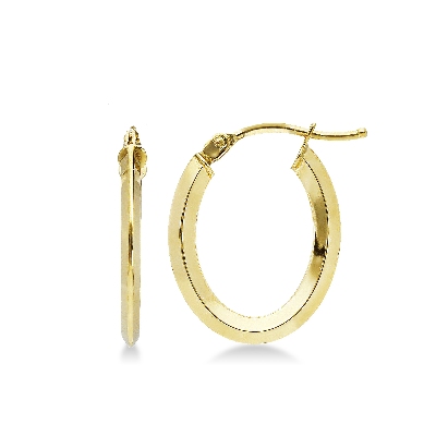 Pendientes aros ovalados en oro amarillo de 18k