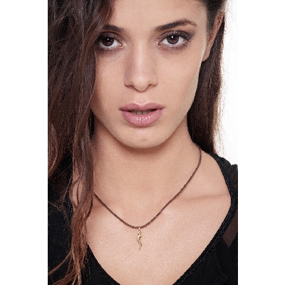 Colgante cuerno porta fortuna en oro amarillo 18K