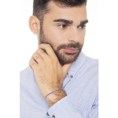 Pulsera riviera en oro blanco de 18k con zafiros azules