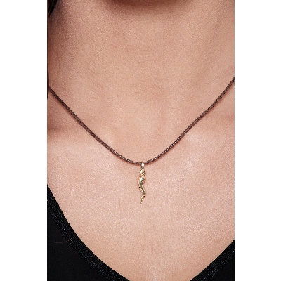 Colgante cuerno porta fortuna en oro amarillo 18K