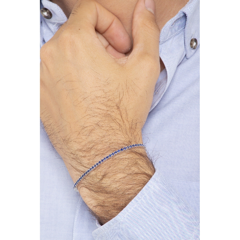 Pulsera riviera en oro blanco de 18k con zafiros azules Pulsera riviera en oro blanco de 18k con zafiros azules