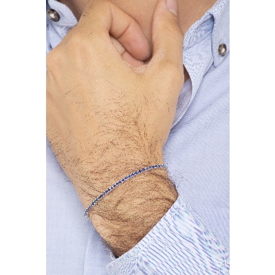 Pulsera riviera en oro blanco de 18k con zafiros azules