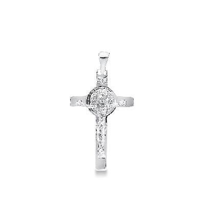 Colgante elegante Oro Blanco 18k Cruz con Cristo