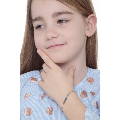 Pulsera con placa en oro blanco de 18 quilates, longitud de 16 cm