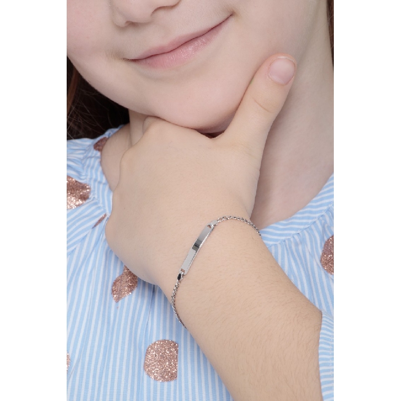 Pulsera con placa en oro blanco de 18 quilates, longitud de 16 cm