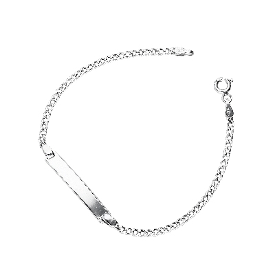 Pulsera con placa en oro blanco de 18 quilates, longitud de 16 cm