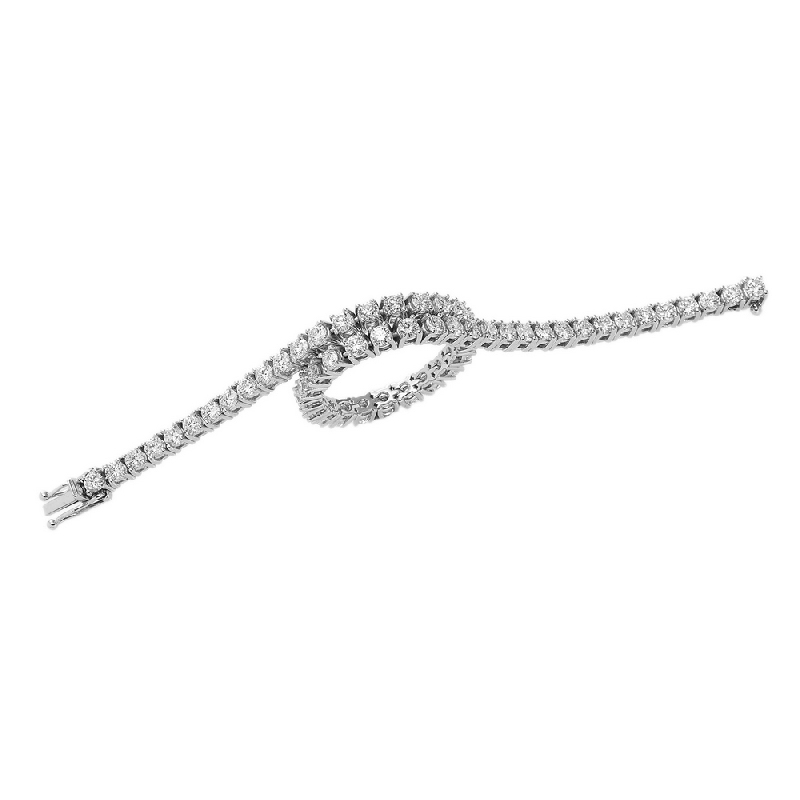 Pulsera riviere con diamantes en oro blanco 18 kilates  Pulsera riviere con diamantes en oro blanco 18 kilates