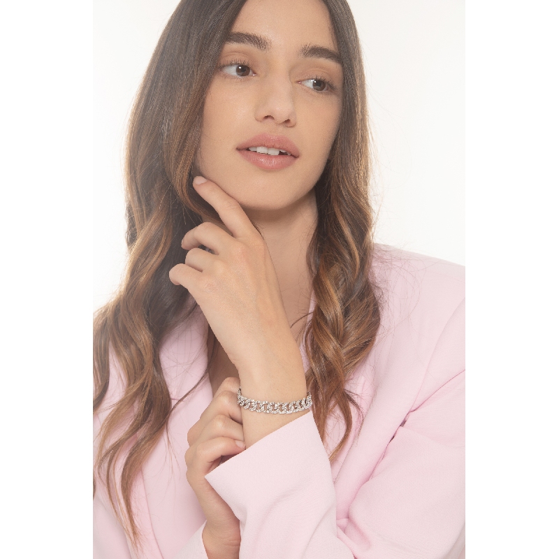 Pulsera groumette Oro Blanco 18k con diamantes