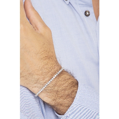 Pulsera riviere con diamantes en oro blanco 18 kilates 