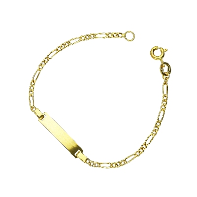 Pulsera infantil en oro amarillo de 18 quilates con placa