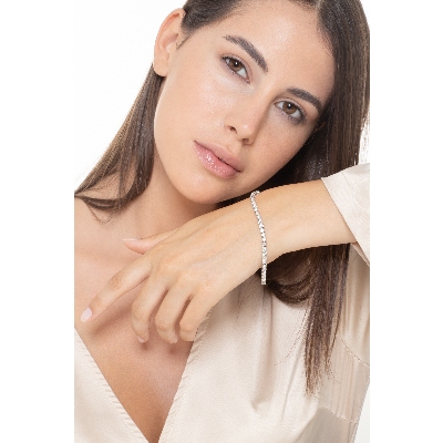 Pulsera riviere con diamantes en oro blanco 18 kilates 