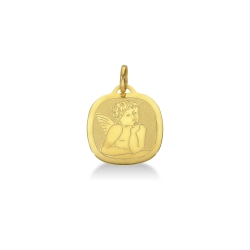 Medalla sagrada de angelito en oro amarillo 18k