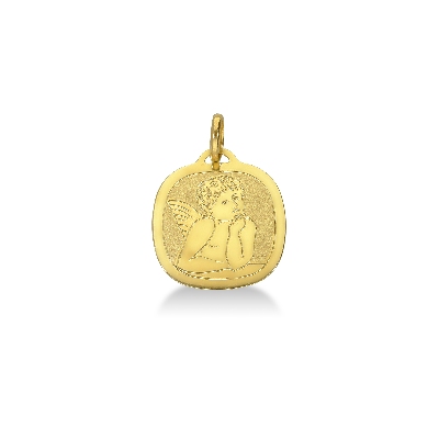 Medalla sagrada de angelito en oro amarillo 18k