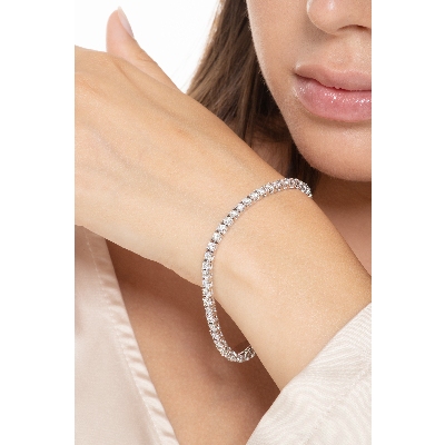 Pulsera riviere con diamantes en oro blanco 18 kilates 