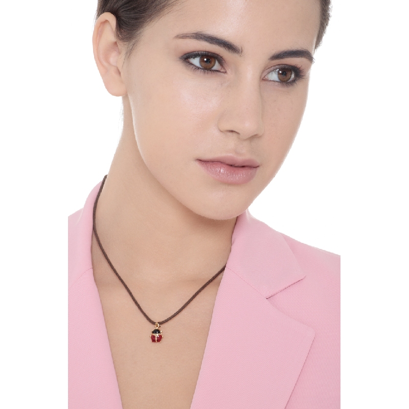 Colgante de mariquita en oro amarillo 18k esmaltado 1,5 cm