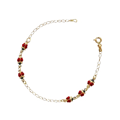 Pulsera de mujer Fantasía en oro amarillo 18k con seis mariquitas