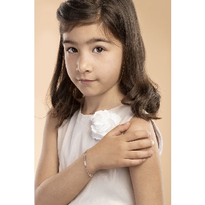 Pulsera para niño en oro 18 quilates con placa y corazón