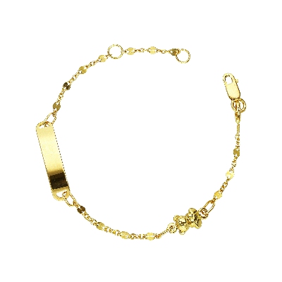 Pulsera con placa en oro amarillo de 18 quilates, 14 cm
