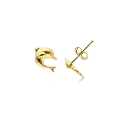 Pendientes en Oro Amarillo 18k con Forma de Delfín