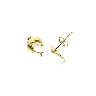 Pendientes en Oro Amarillo 18k con Forma de Delfín