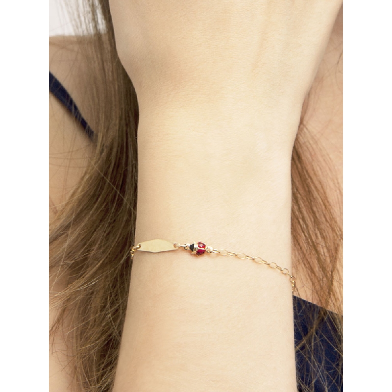 Pulsera personalizable en oro amarillo de 18CT con mariquitas