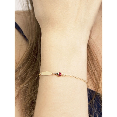 Pulsera personalizable en oro amarillo de 18CT con mariquitas