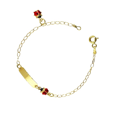 Pulsera personalizable en oro amarillo de 18CT con mariquitas