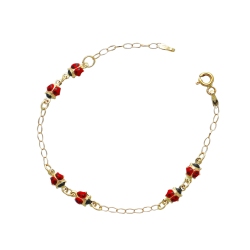Pulsera de mujer Fantasía en oro amarillo 18k con seis mariquitas