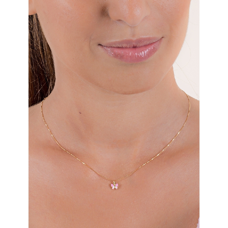 Cadena mariposa esmaltada en oro amarillo 18k Cadena mariposa esmaltada en oro amarillo 18k