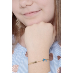 Pulsera infantil en oro amarillo 18k con placa y delfín 2