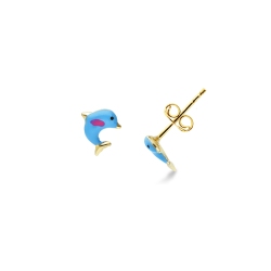 Pendientes en oro amarillo de 18k con diseño de delfín
