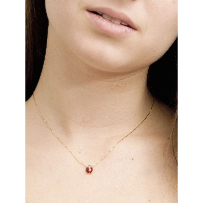 Collar oro amarillo 18k con colgante de mariquita 40 cm