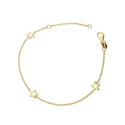 Pulsera infantil con tres estrellas en oro amarillo 18k