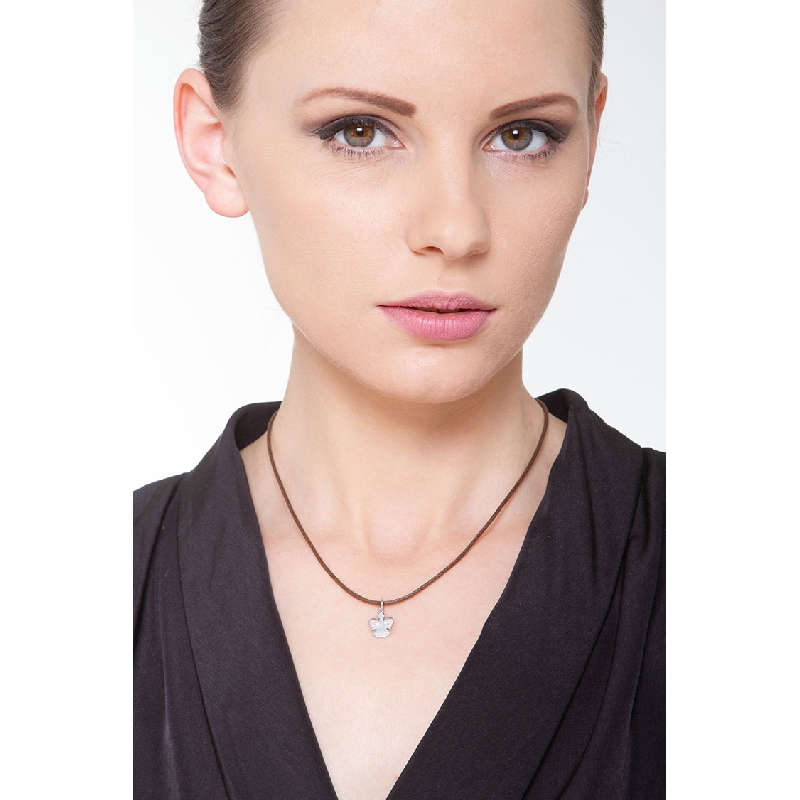 Colgante ángel en oro blanco 18k con circonitas