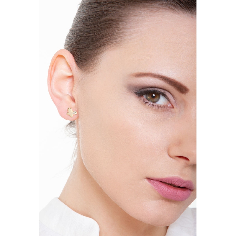 Pendientes mariposa en oro amarillo 18k con circonitas Pendientes mariposa en oro amarillo 18k con circonitas