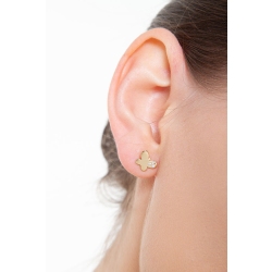 Pendientes mariposa en oro amarillo 18k con circonitas 2
