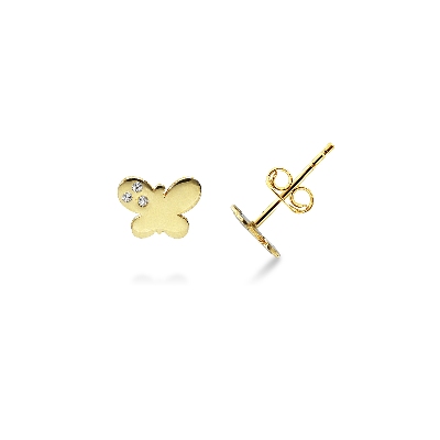 Pendientes mariposa en oro amarillo 18k con circonitas