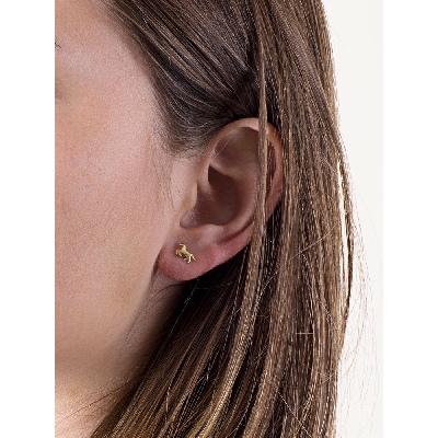 Pendientes en oro amarillo 18k con caballito