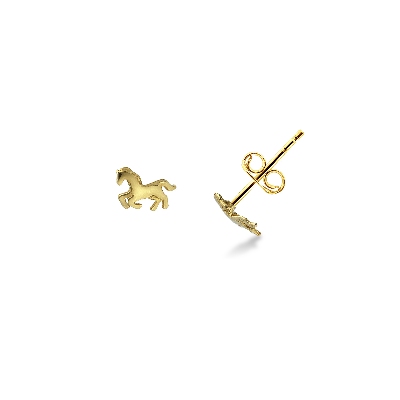 Pendientes en oro amarillo 18k con caballito