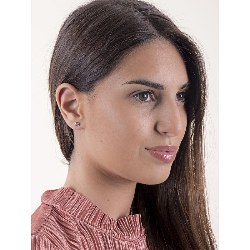 Pendientes en oro blanco 18k con caballito y circonitas