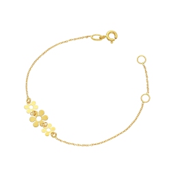 Pulsera en oro amarillo 18 quilates con tres flores