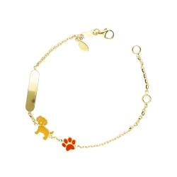 Pulsera en oro amarillo de 18k con un perrito amarillo