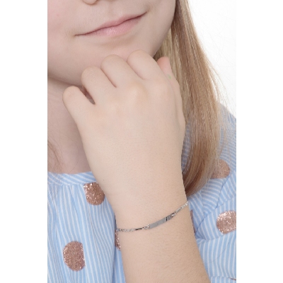 Pulsera en oro blanco 18k con placa grabable 14 cm