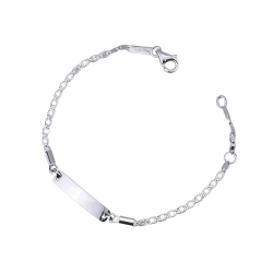 Pulsera en oro blanco 18k con placa grabable 14 cm