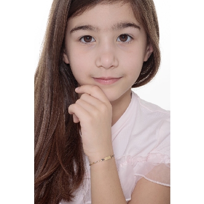 Pulsera en oro blanco y amarillo 750 con placa grabable