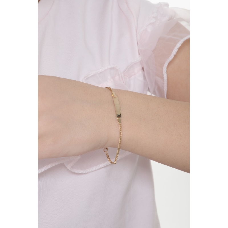 Pulsera en oro amarillo 18k con plaquita