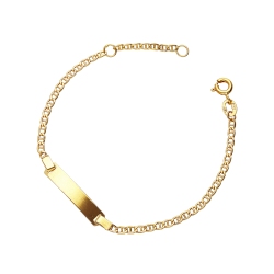 Pulsera infantil grabable de oro 18k