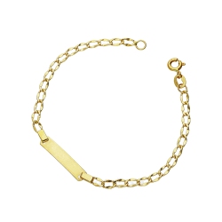 Pulsera oro 18k ajustable con placa 14,5 cm