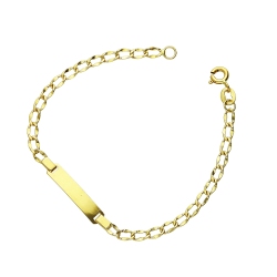 Pulsera con placa grabable en oro amarillo de 18k, 14 cm